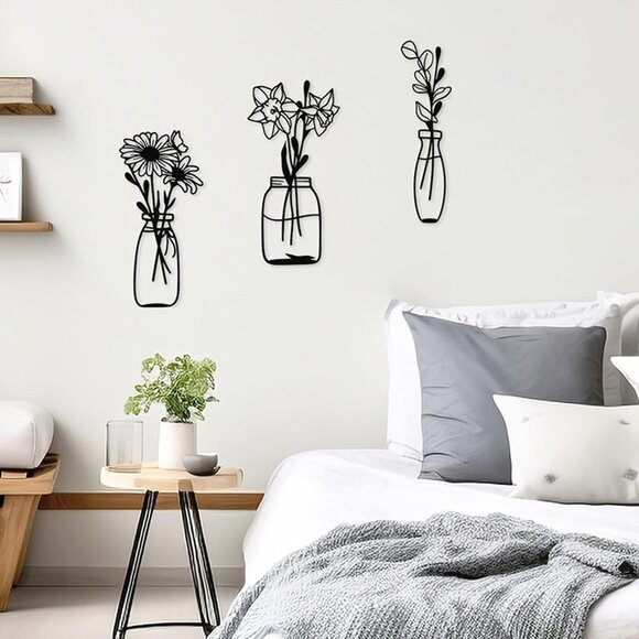 Other - NEW  3 Piece Metal Flowers and Vases Wall Decoration.